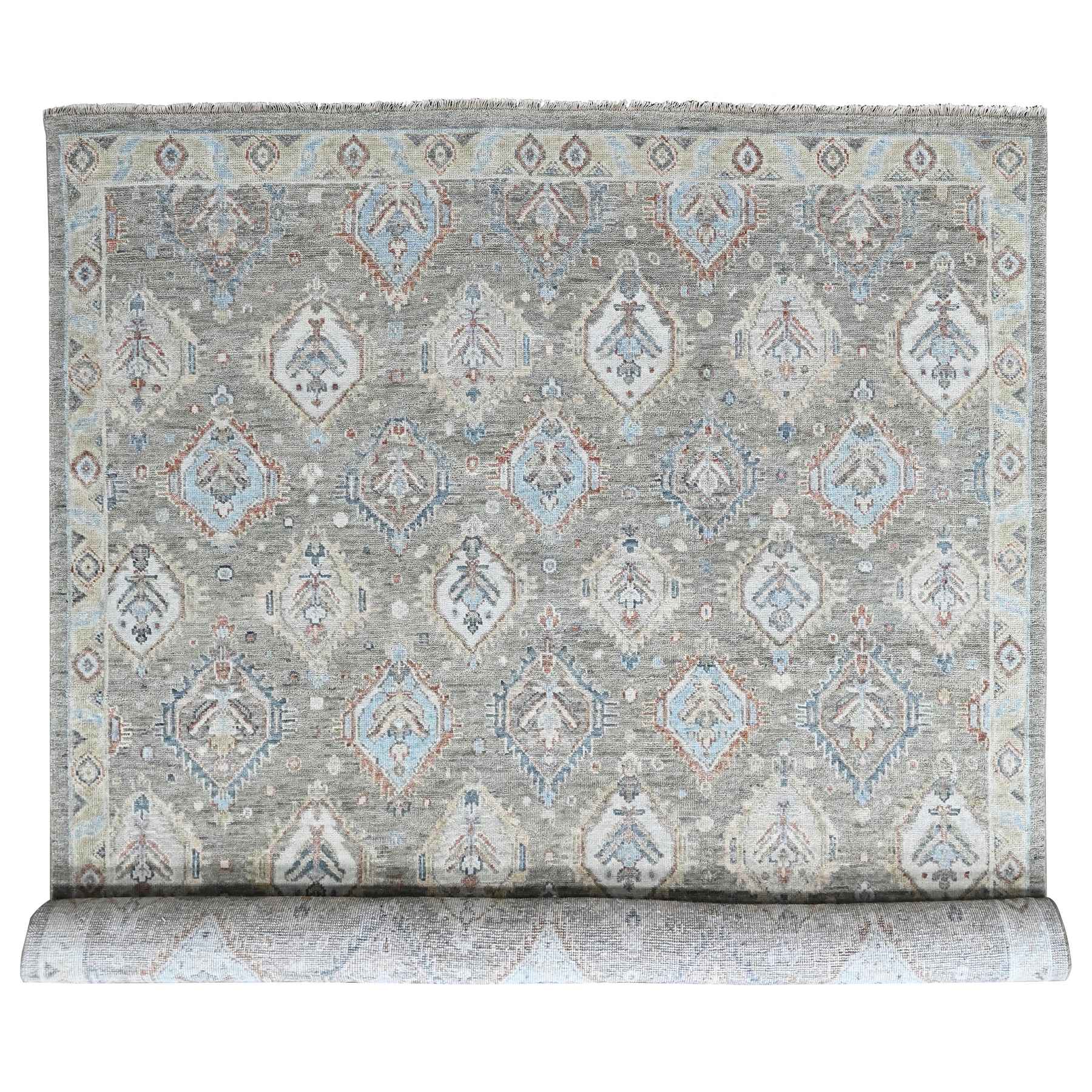11'10"x15' Sage Green, Supple Collection, Oushak All Over Design, Soft and Velvety Wool, Hand Knotted, Vegetable Dyes, XL, Oversized, Oriental Rug 
